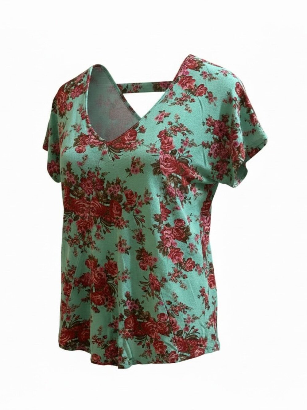 Deb Mint Floral High-Low Swing Top Size 1X - Picture 2 of 9